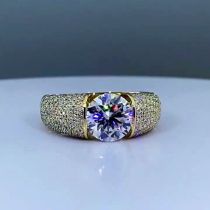 4ct Round Cut White Sapphire Men's Engagement Ring