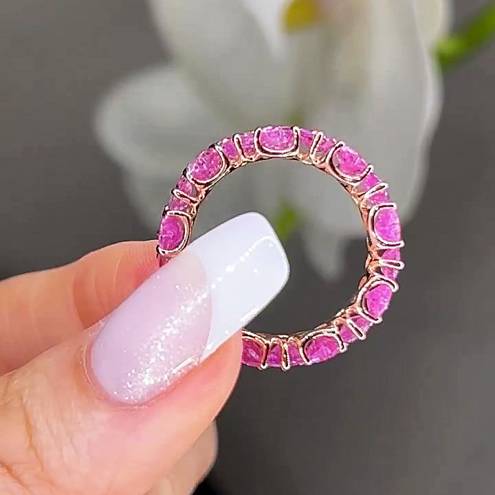 4ct Heart Cut Pink Sapphire Eternity Ring