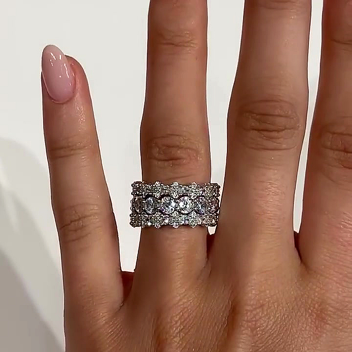 7.25ct Round Cut White Sapphire Stacking Ring Set / 3pcs