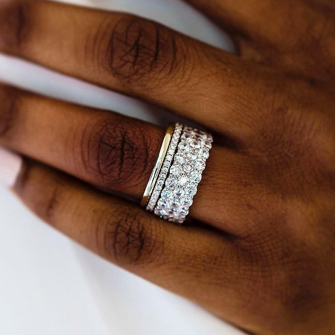 7.65ct Round Cut White Sapphire Stacking Ring Set /3pcs