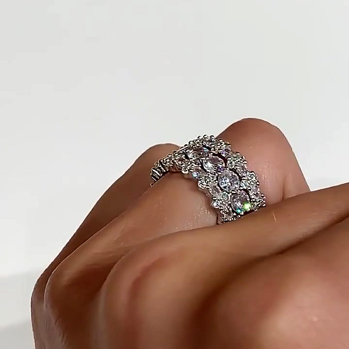 7.25ct Round Cut White Sapphire Stacking Ring Set / 3pcs