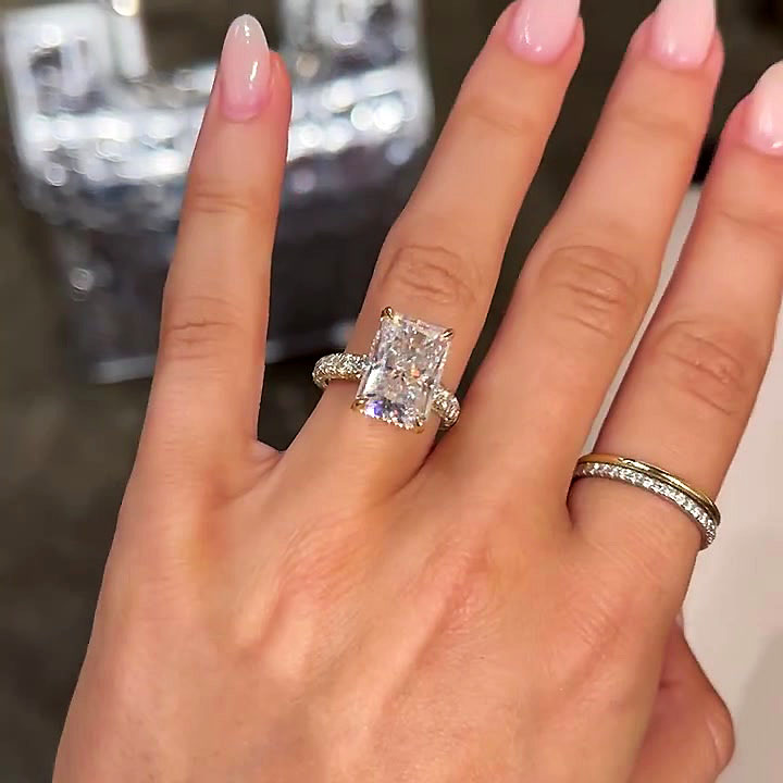 5ct Radiant Cut White Sapphire Engagement Ring