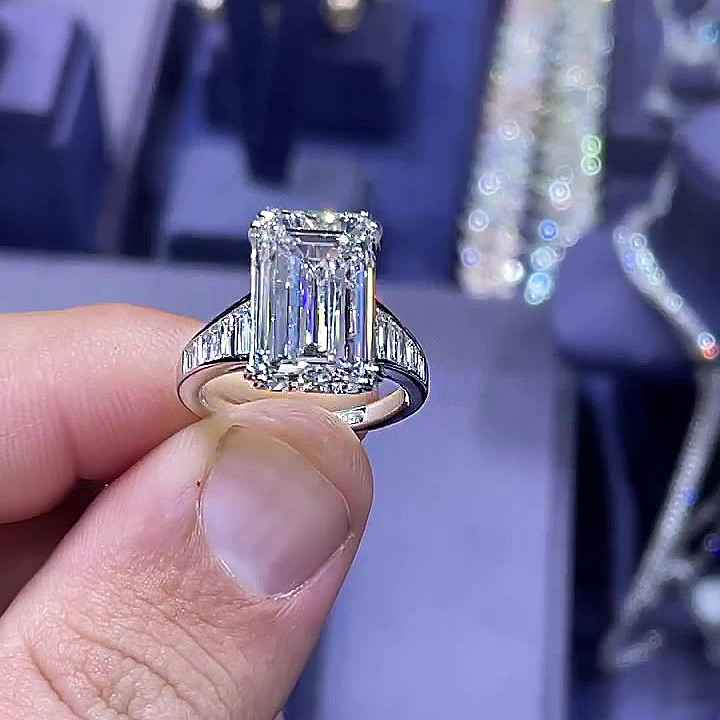 5ct Emerald Cut White Sapphire Engagement Ring