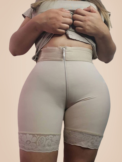 High Waist Zipper Adjustable Butt Lifter Slimming Fajas Lace Push Up Body Shaper 