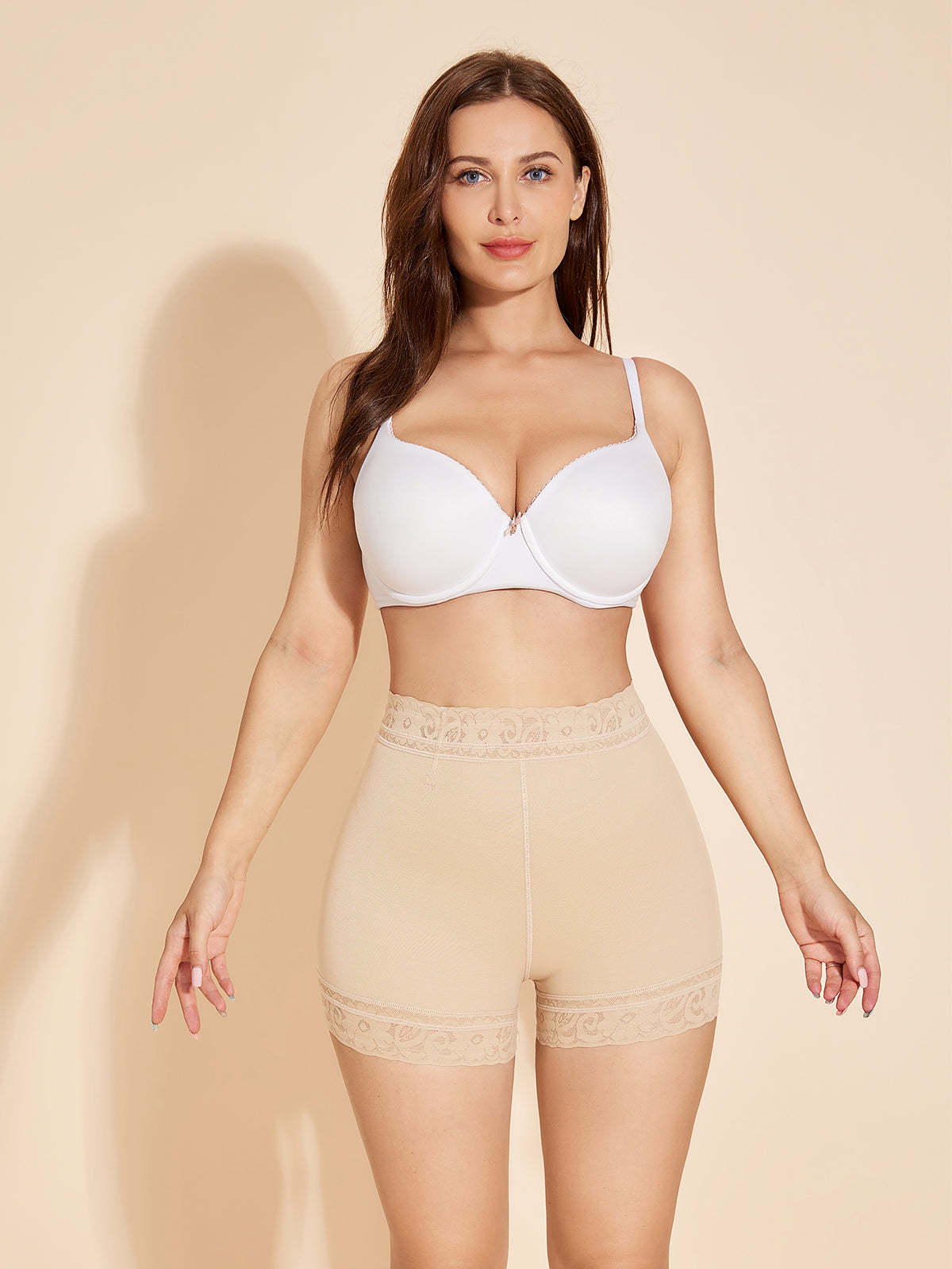 Hip Lift Shorts Tummy Control Panty Lifter No Trace for Women Plus Size - Beige