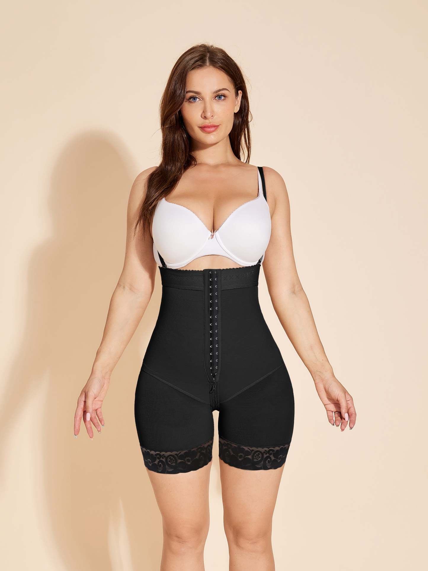 Women's Open Bust Shapewear Tummy Control Corset Bodysuit - Black-ChicCurve