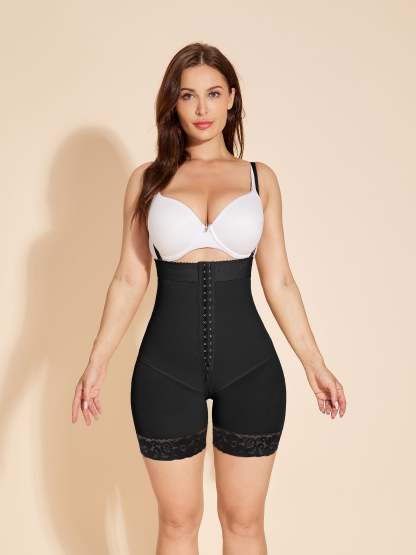ChicCurve Women's Open Bust Shapewear Corset Bodysuit - Black