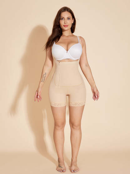Side Zipper Closure Women Shapewear Butt Lifting Body Shaper - Tan