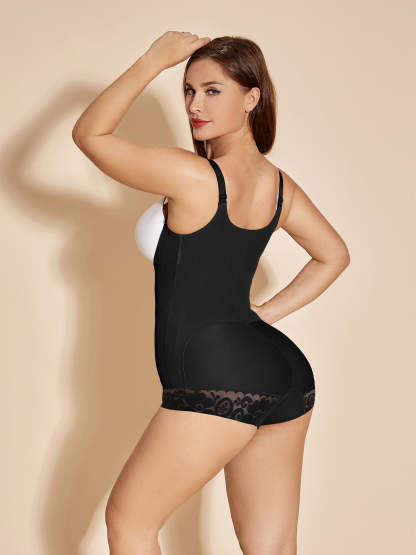 Bodysuit Postpartum Tummy Tuck Body Shaper Waist Trainer Post Surgery Faja - Black