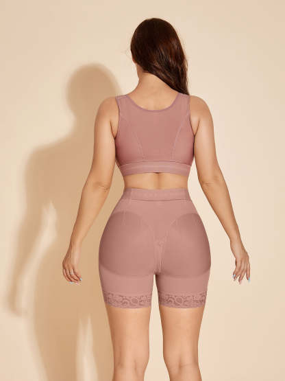 ChicCurve Booty Lift Shapewear Shorts Hook Eye Closure - Rosy Brown