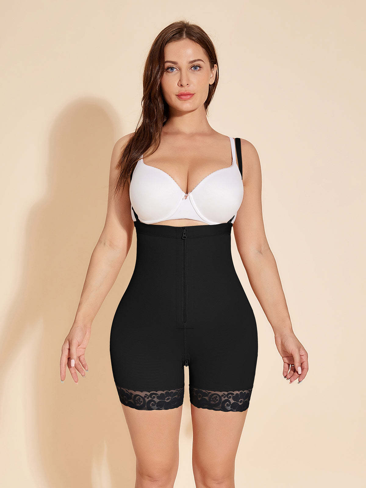 Belly-shaping Shorts with Straps | Open Bust Shapewear -ChicCurve