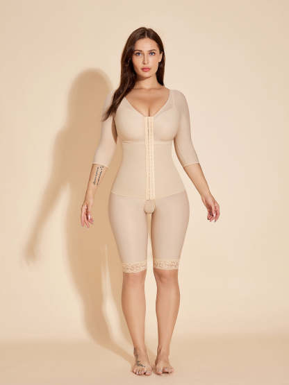 Long Sleeve Shapewear Women Full Coverage Body Shaper - Tan