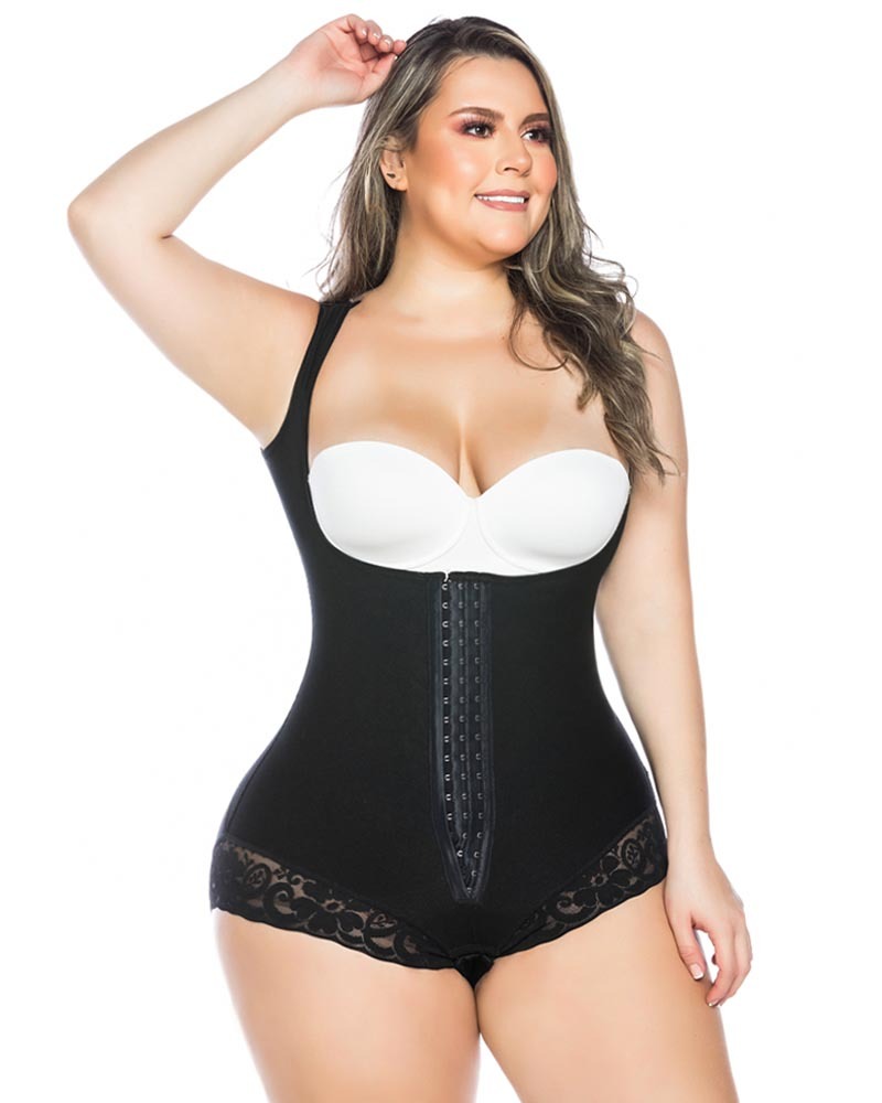 Women's Lace Bodysuit With Armhole Sleeves Adjustable Breast Support Tummy Control Bodyshaper-ChicCurve