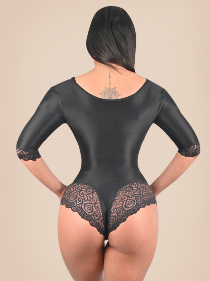 Sexy Bodysuit for Women Lace Long Sleeve Double Tummy Control