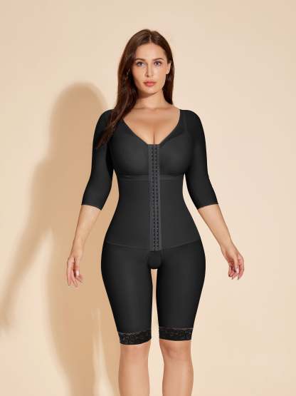 Long Sleeve Shapewear Women Full Coverage Body Shaper- Black