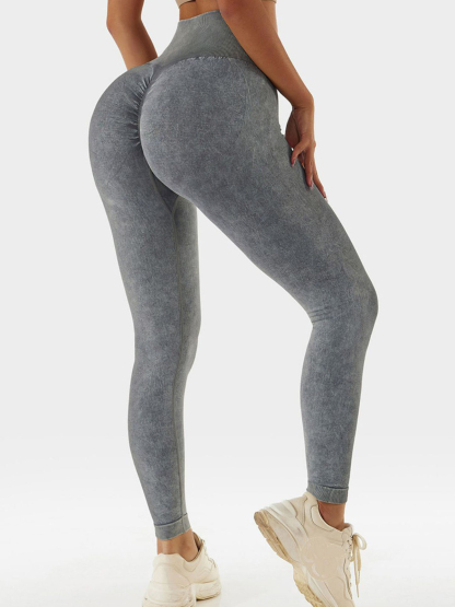 Acid Wash High Waist Sports Leggings