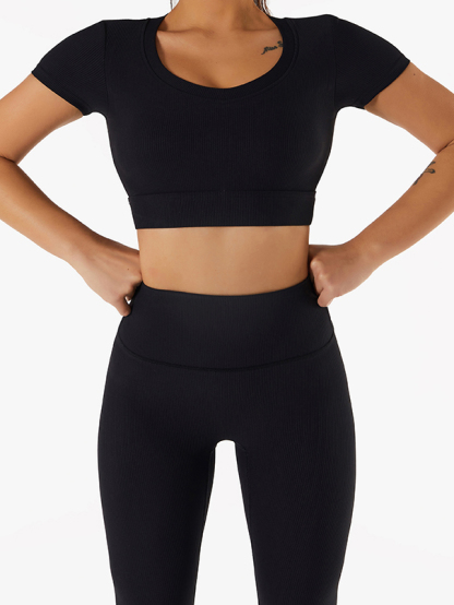 Skinny Short Sleeve Show Navel Sports Yoga Top