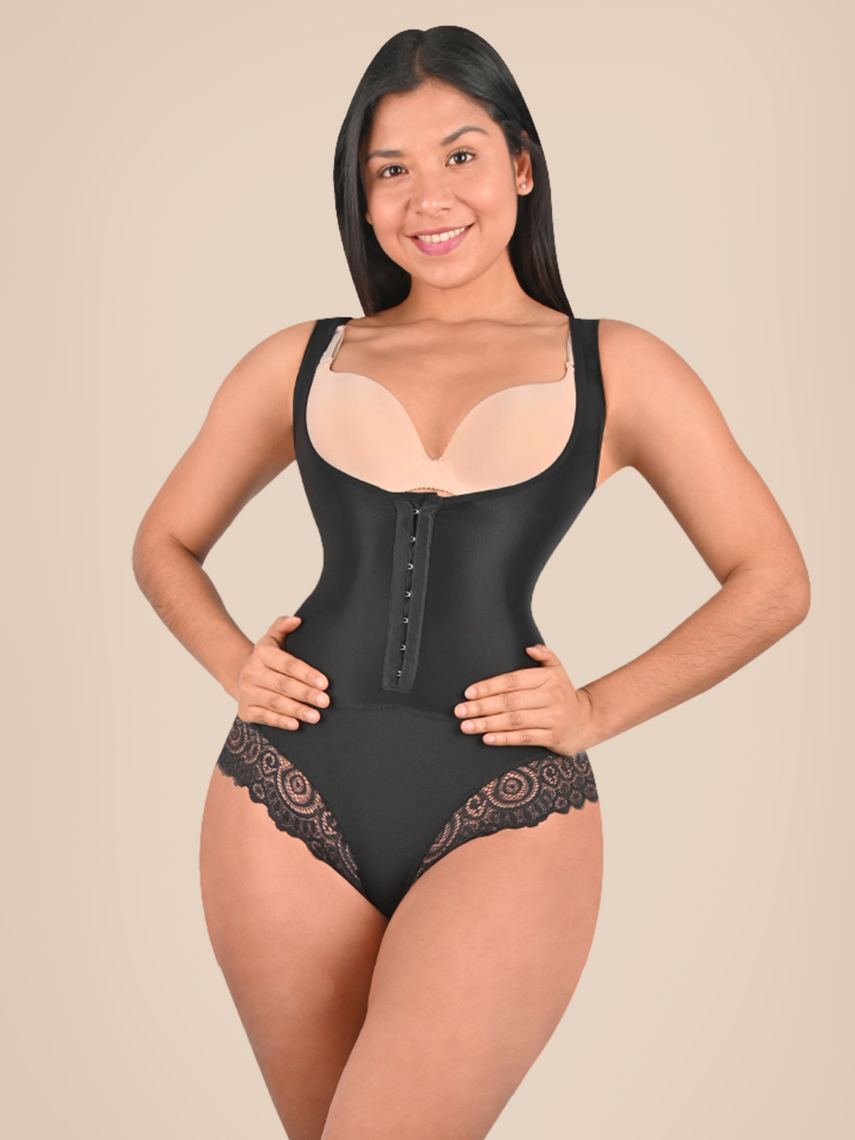 Shapewear for Women Tummy Control Spaghetti Strap Lace Under-Bust Shaping Bodysuit
