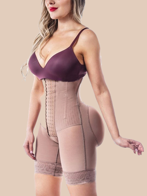 Woman Open Bust Tummy Control Shapewear Postpartum Body Shaper Post Liposuction Bodysuit Hook Eye High Waist Fajas