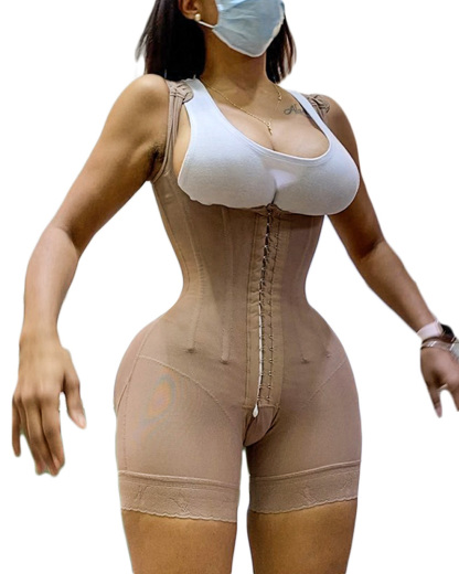 Women's Shapewear Hook And Eye Closure Tummy Control  Adjustable Crotch  Open Bust Bodysuit