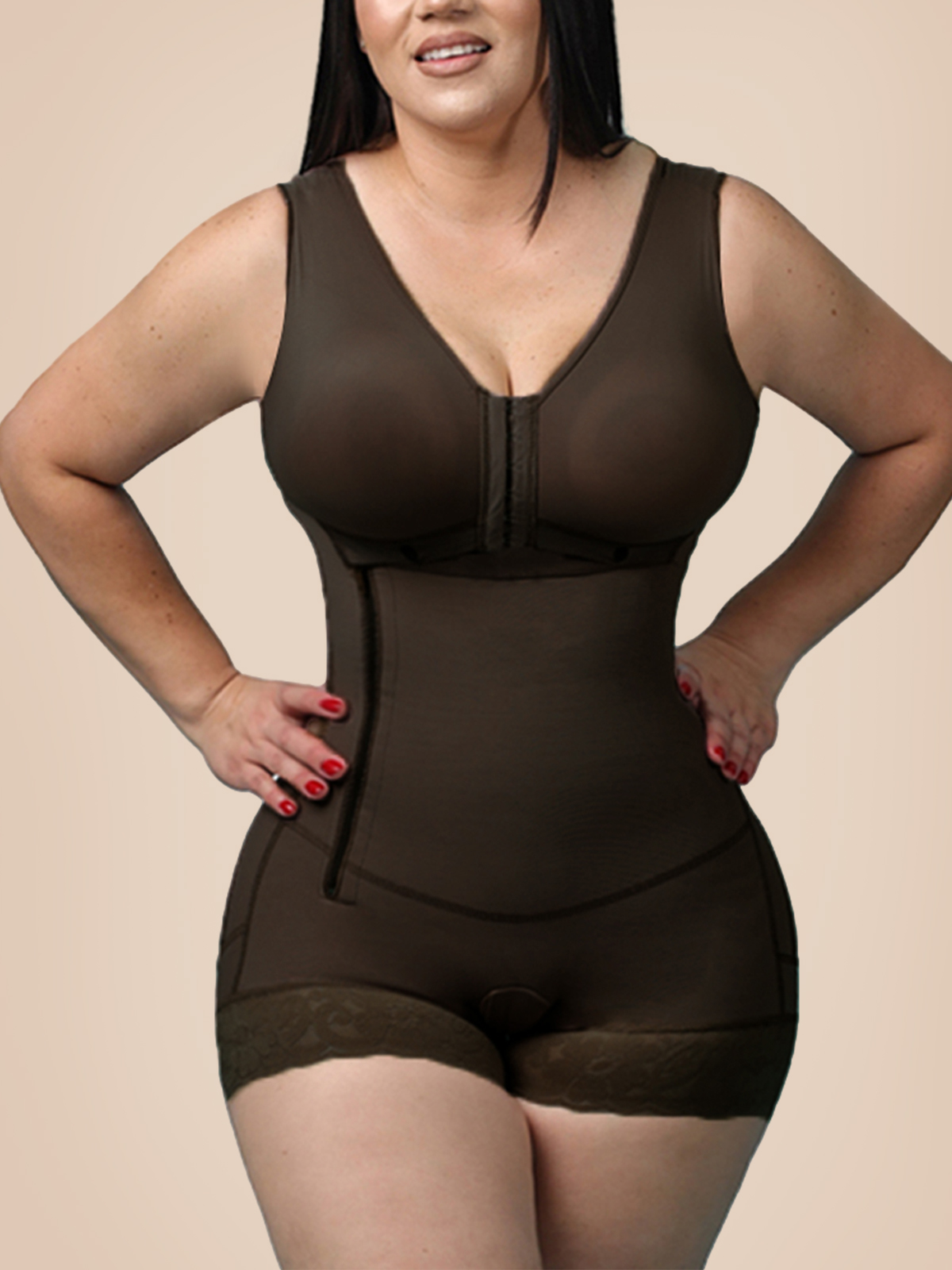 High Compression Girdle With Sleeveless Bra Slimming Bodysuit With Zipper
