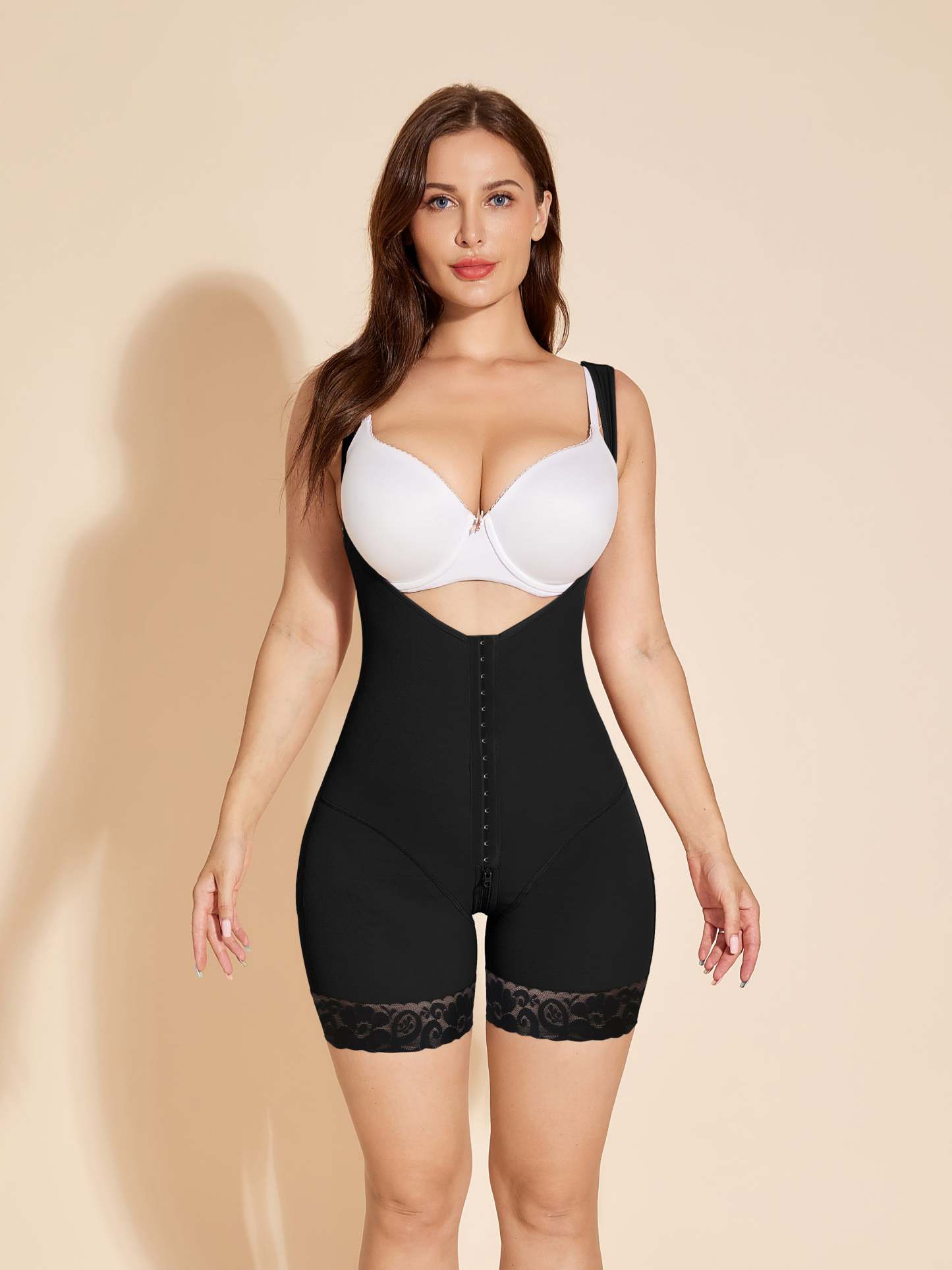 Butt Lifting Women Shapewear Tummy Control Body Shaper Open Bust - Black-ChicCurve