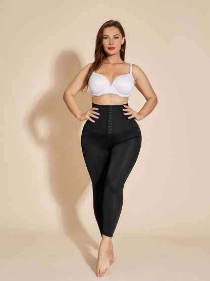 High Waist Leggings Hook & Eye Tummy Control Sport Pants