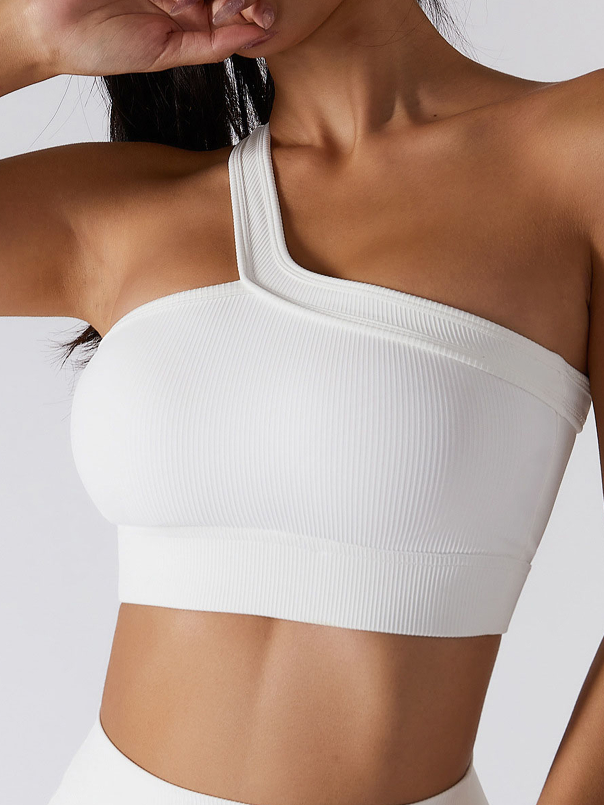 One shoulder yoga bra
