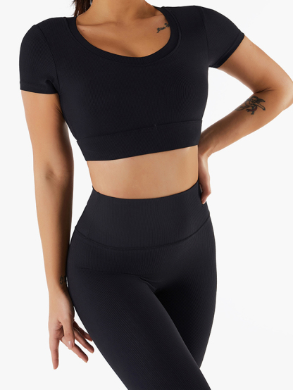 Skinny Short Sleeve Show Navel Sports Yoga Top