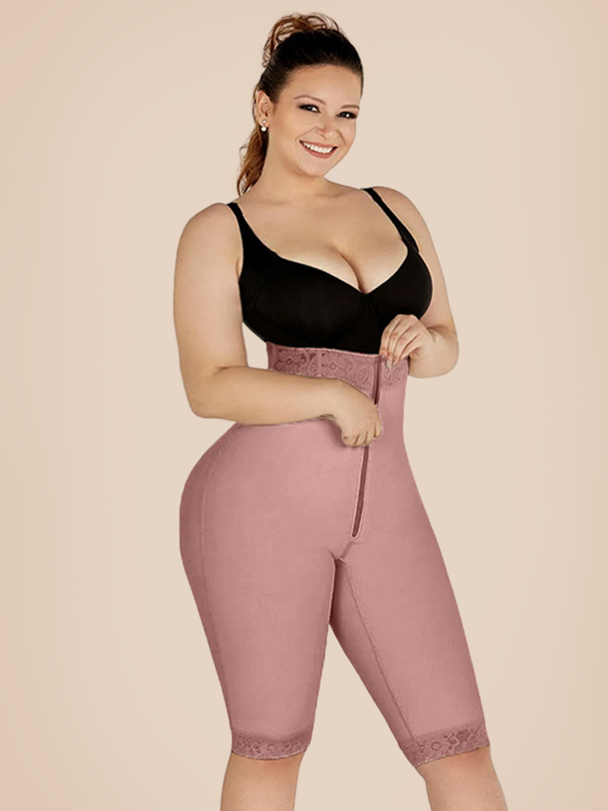 Double Compression High-Waisted Butt Lifting Shorts Knee Short And Lift Buttoks