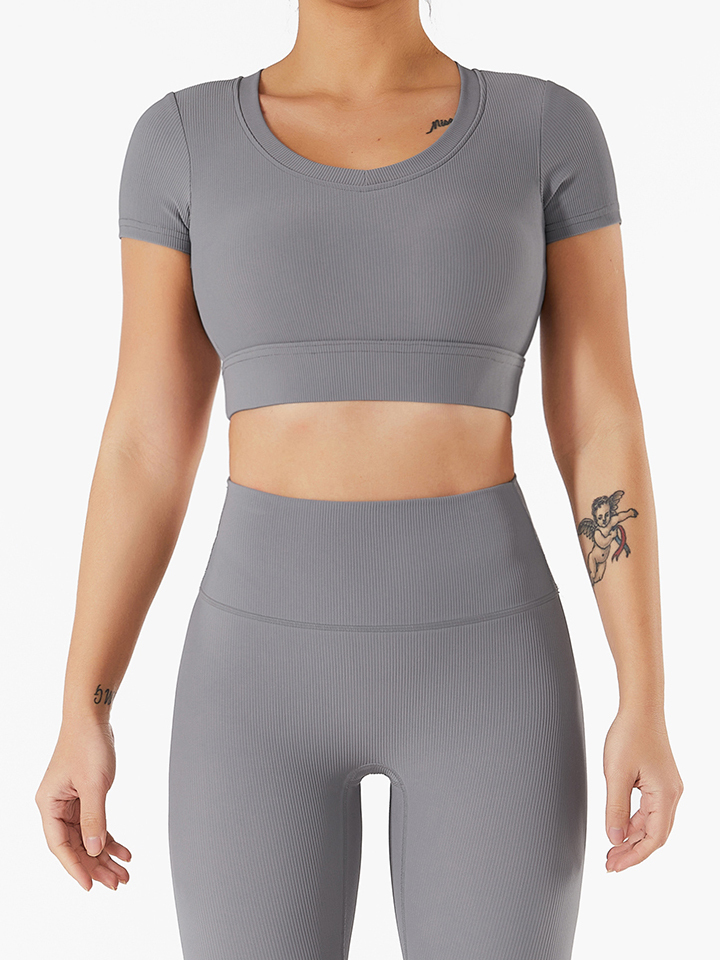 Skinny Short Sleeve Show Navel Sports Yoga Top