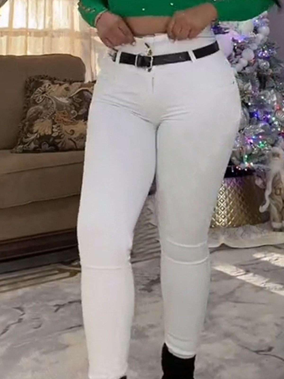 High Rise Curved Button Breasted Slimming Functional Skinny Jeans