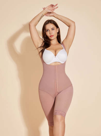 Women's Open Bust Bodysuit Tummy Control Shapewear - RosyBrown