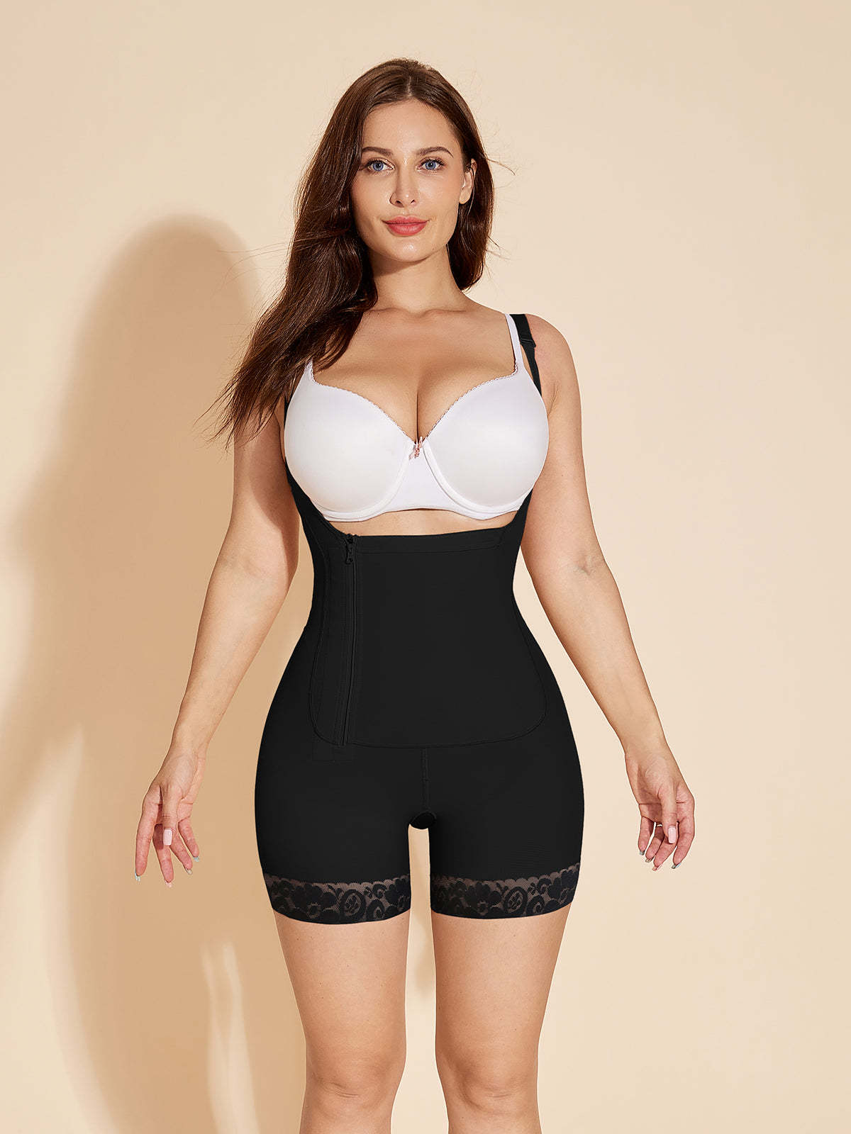 Black Side Zipper Women Lace Body Shaper Shapewear