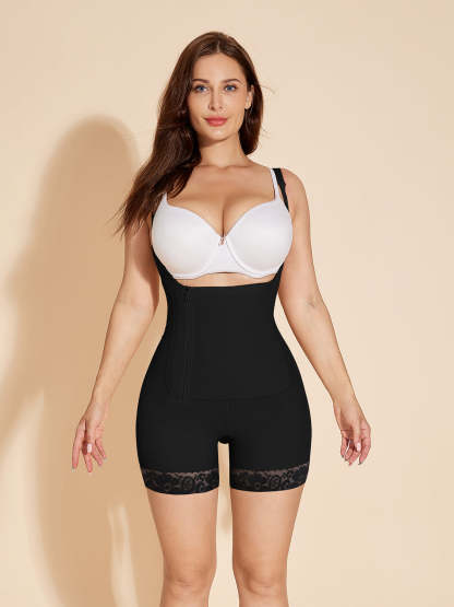 Black Side Zipper Women Lace Body Shaper Shapewear