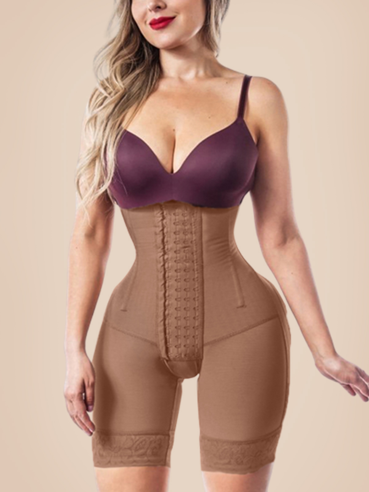 Woman Open Bust Tummy Control Shapewear Postpartum Body Shaper Post Liposuction Bodysuit Hook Eye High Waist Fajas