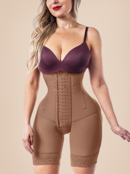 Woman Open Bust Tummy Control Shapewear Postpartum Body Shaper Post Liposuction Bodysuit Hook Eye High Waist Fajas