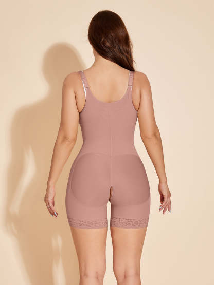 Side Zipper Closure Women Shapewear Butt Lifting Body Shaper - RosyBrown