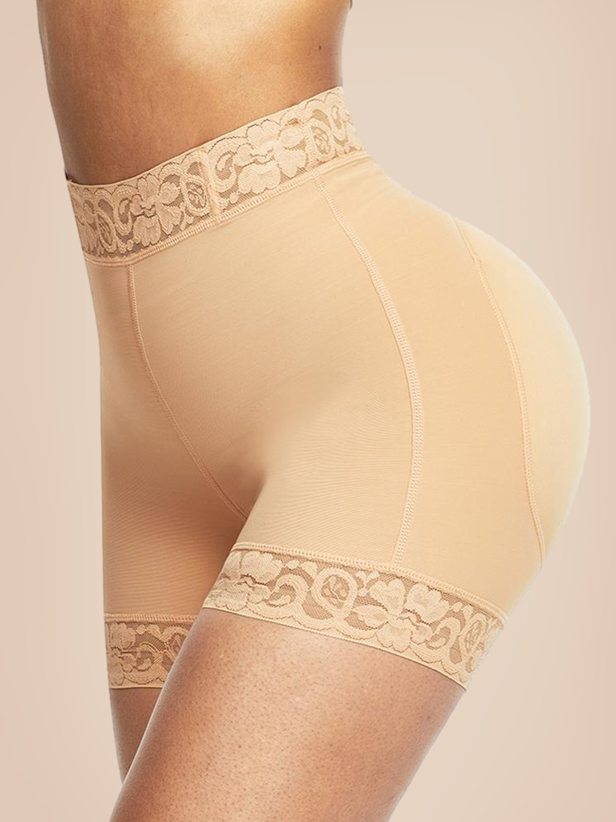 Mid-Waist Shaping Shorts Shapewear Panty With Anti-Rolling Lace Tummy Control Underwear For Women Butt Lifter