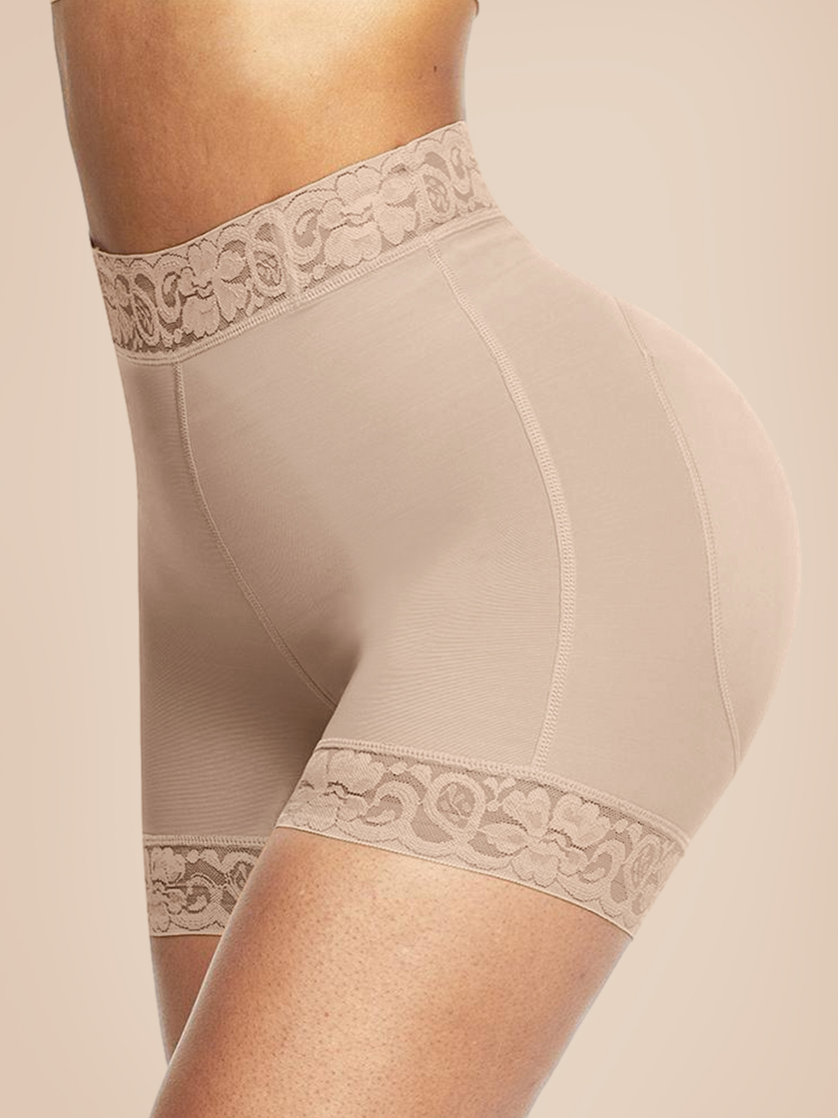 Mid-Waist Shaping Shorts Shapewear Panty With Anti-Rolling Lace Tummy Control Underwear For Women Butt Lifter