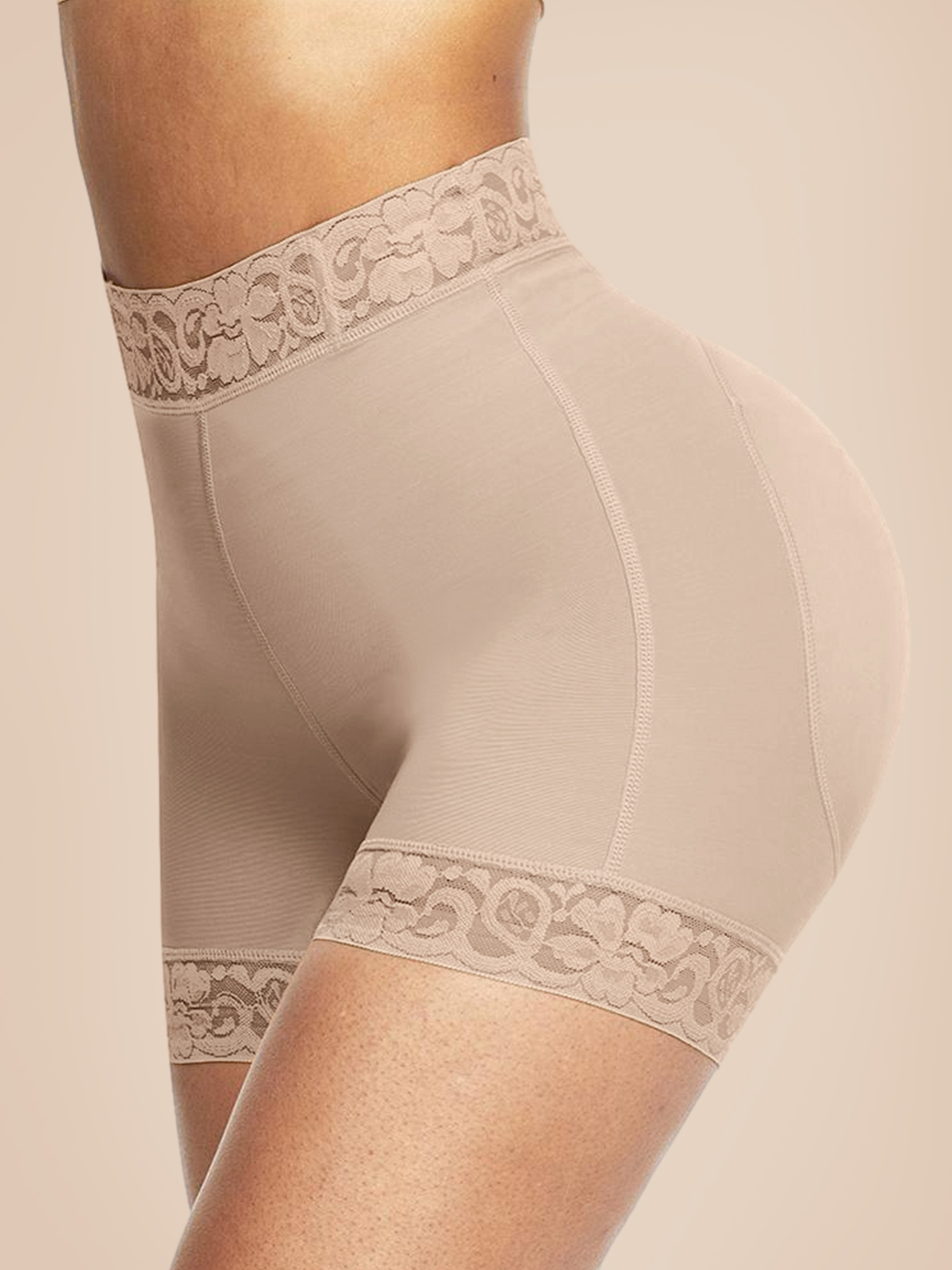 Mid-Waist Shaping Shorts Shapewear Panty With Anti-Rolling Lace Tummy Control Underwear For Women Butt Lifter