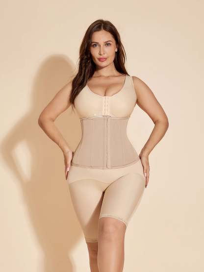 ChicCurve Hook-Eye Corset Waist Trainer Tummy Control Hourglass Curve - Tan