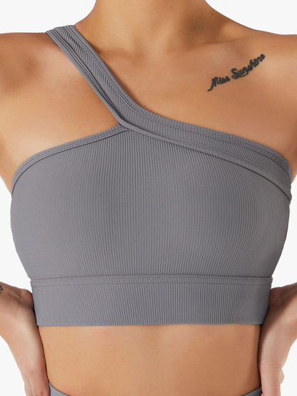One shoulder yoga bra