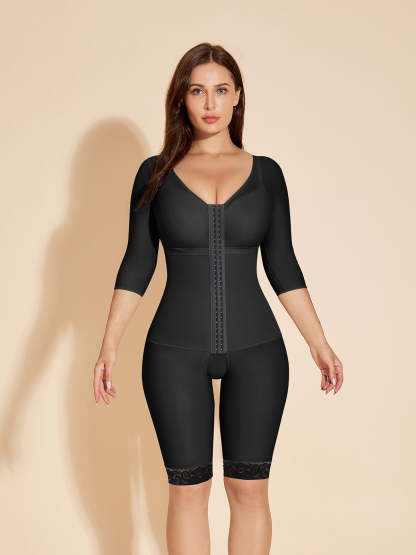Long Sleeve Shapewear Women Full Coverage Body Shaper- Black