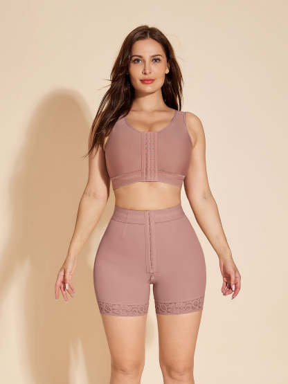 ChicCurve Booty Lift Shapewear Shorts Hook Eye Closure - Rosy Brown