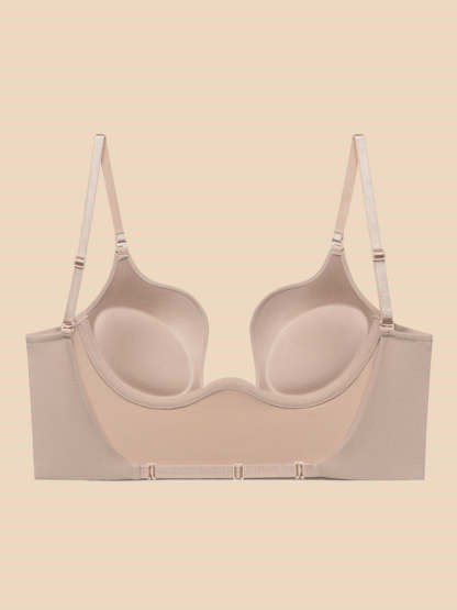 Liftup Low Back Plunge Bra Cleavage-Boosting Light Padding Bra Underwear