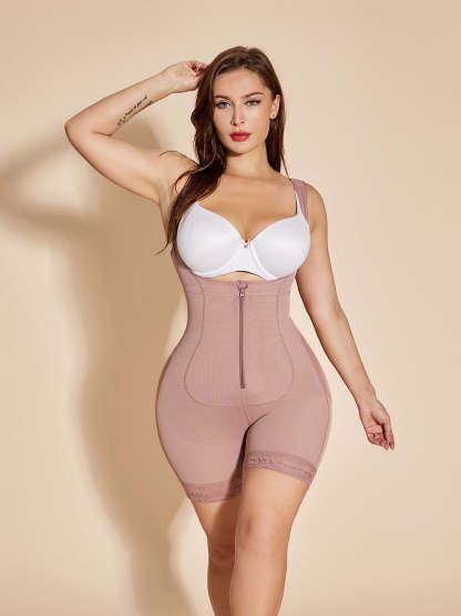 ChicCurve Open Bust Tummy Control Shapewear with Zipper 