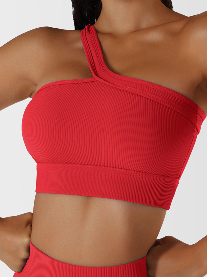 One shoulder yoga bra