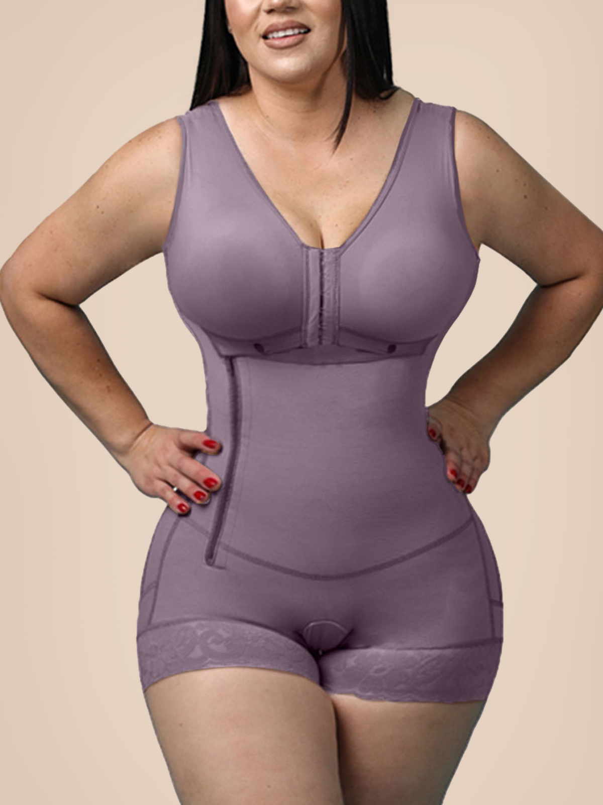 High Compression Girdle With Sleeveless Bra Slimming Bodysuit With Zipper