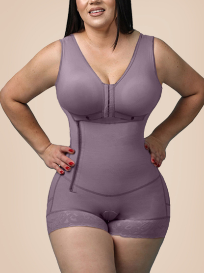 High Compression Girdle With Sleeveless Bra Slimming Bodysuit With Zipper